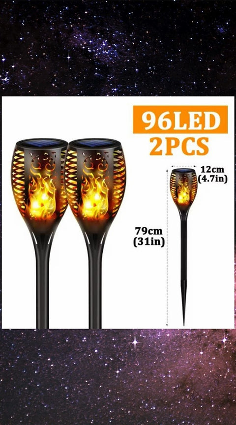 Enchanting Superior 96-LED Solar Flame Lights