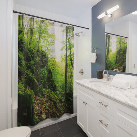 Mossy Rocks - Designer Shower Curtain