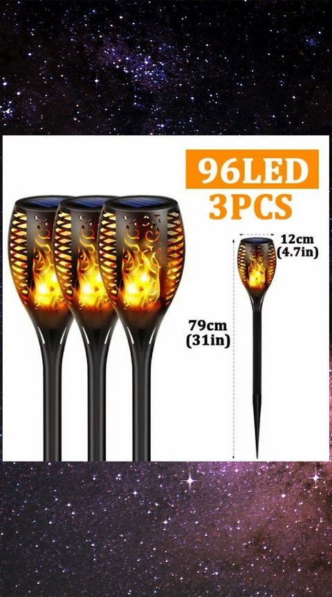 Enchanting Superior 96-LED Solar Flame Lights