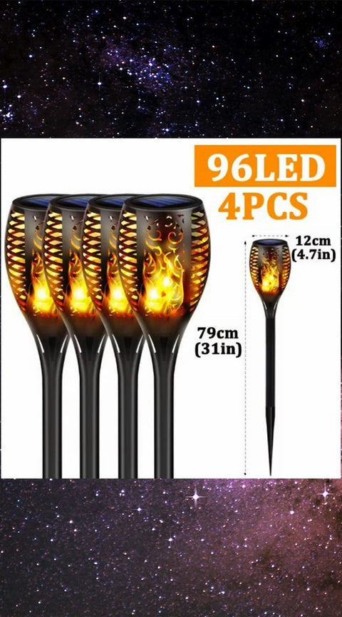 Enchanting Superior 96-LED Solar Flame Lights