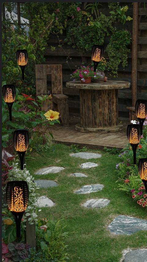 Enchanting Superior 96-LED Solar Flame Lights