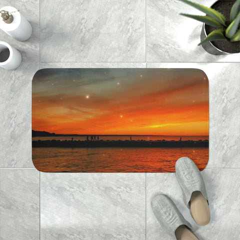 Sunset At The Pier - Memory Foam Bath Mat